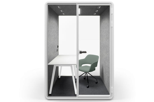 Nest Room Booth with Quadro A Table [Echo Panel] Jasonl white light grey green