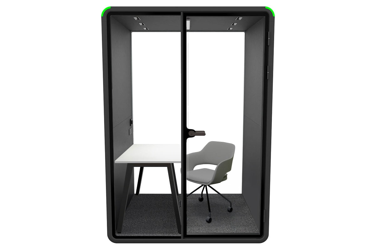 Nest Room Booth with Quadro A Table [Echo Panel]-black dark grey grey
