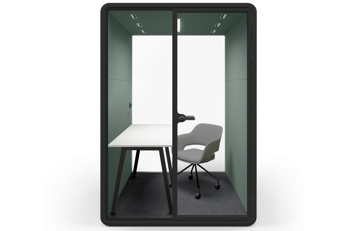Nest Room Booth with Quadro A Table [Echo Panel With Fabric] Jasonl black green fabric grey