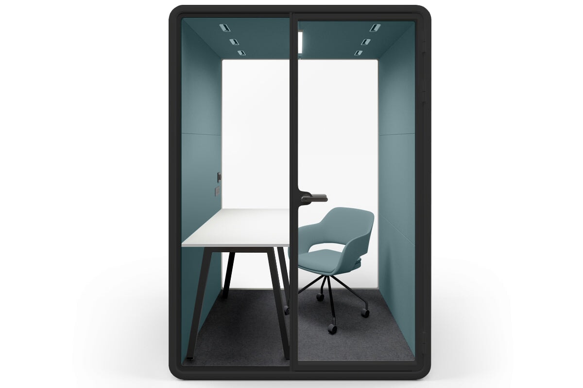 Nest Room Booth with Quadro A Table [Echo Panel With Fabric] Jasonl black blue fabric blue