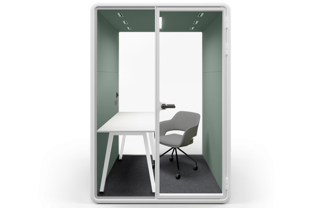 Nest Room Booth with Quadro A Table [Echo Panel With Fabric] Jasonl white green fabric grey