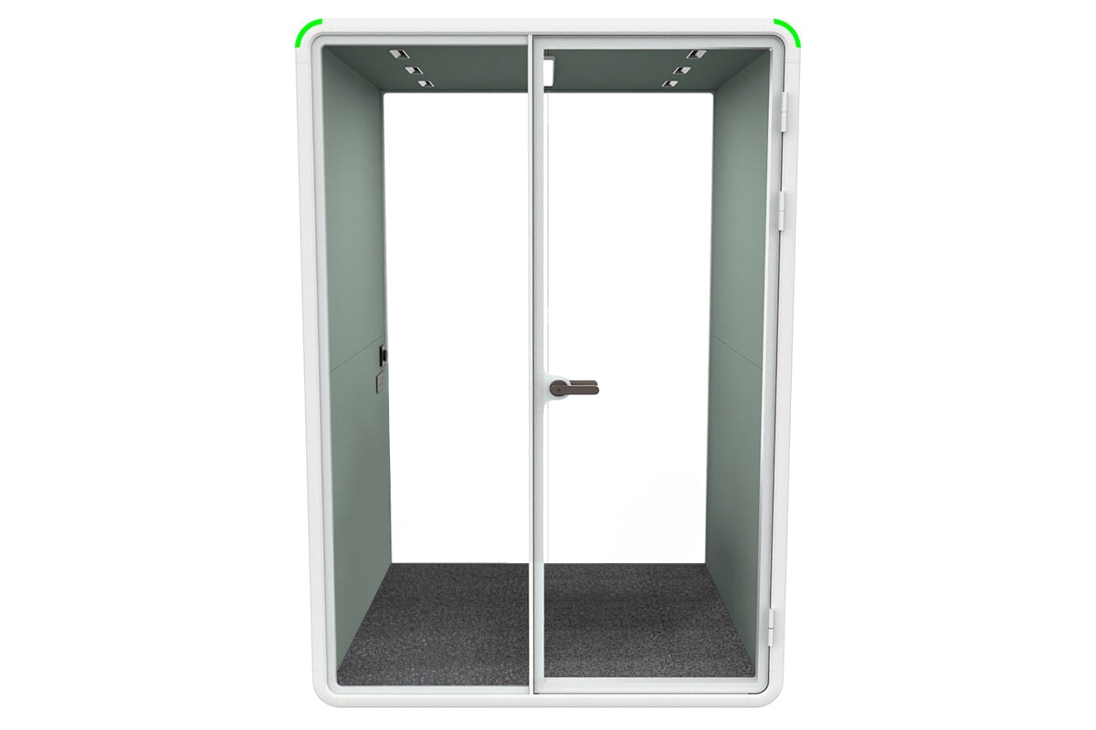 Nest Room Booth with Quadro A Table [Echo Panel With Fabric]-black blue fabric grey
