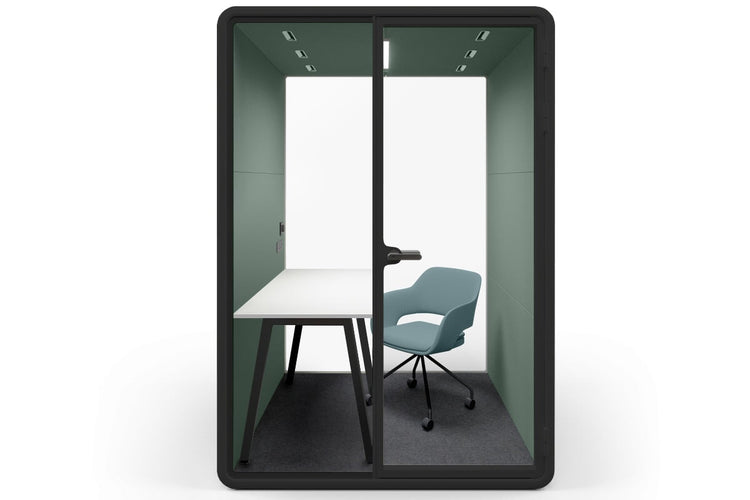 Nest Room Booth with Quadro A Table [Echo Panel With Fabric] Jasonl black green fabric blue