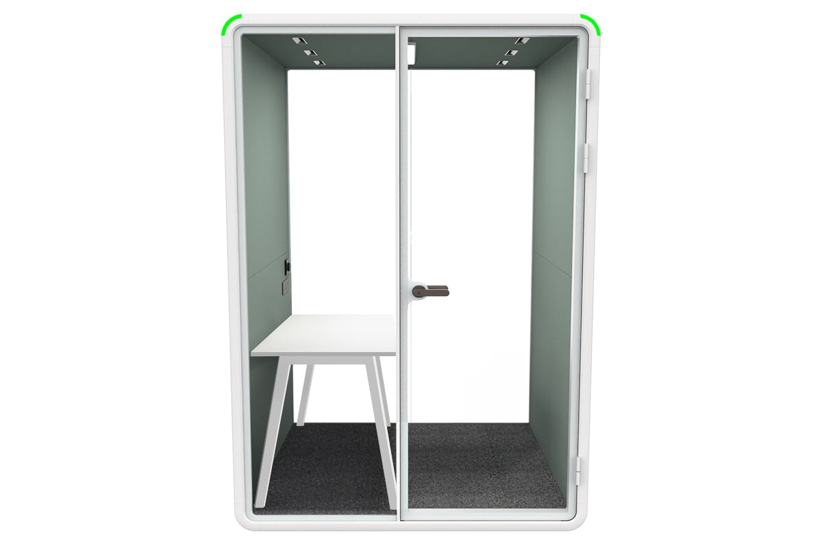 Nest Room Booth with Quadro A Table [Echo Panel With Fabric]-white green fabric none