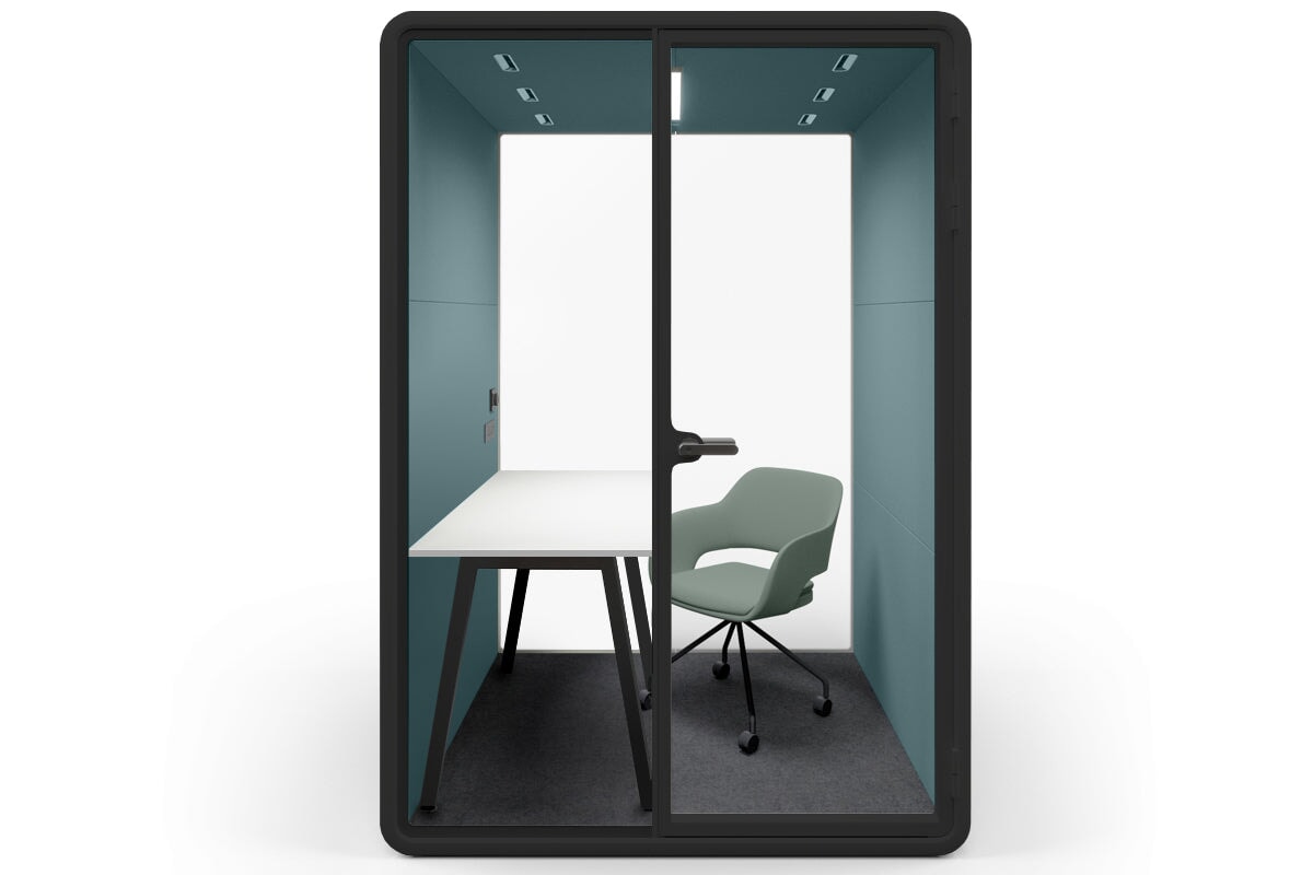 Nest Room Booth with Quadro A Table [Echo Panel With Fabric] Jasonl black blue fabric green