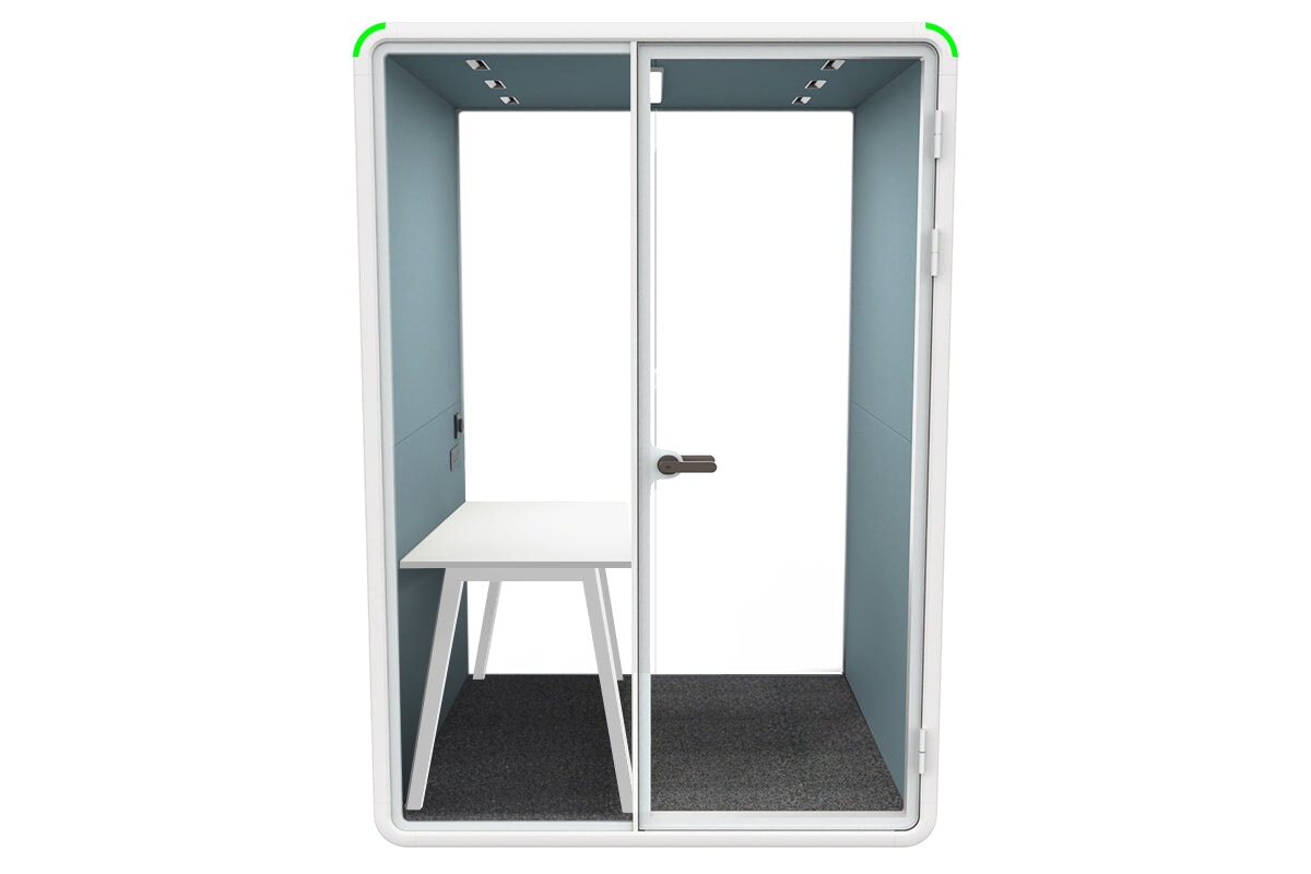 Nest Room Booth with Quadro A Table [Echo Panel With Fabric]-white blue fabric none