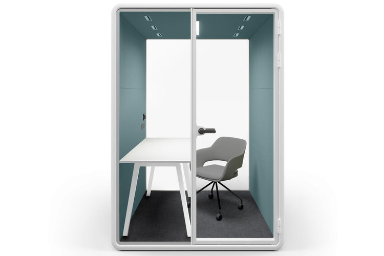 Nest Room Booth with Quadro A Table [Echo Panel With Fabric] Jasonl white blue fabric grey
