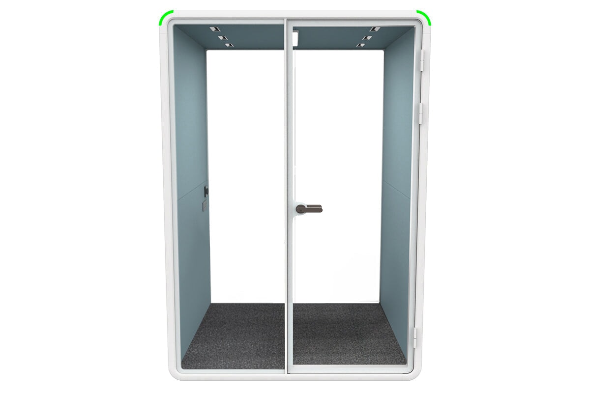 Nest Room Booth with Quadro A Table [Echo Panel With Fabric]-black blue fabric grey