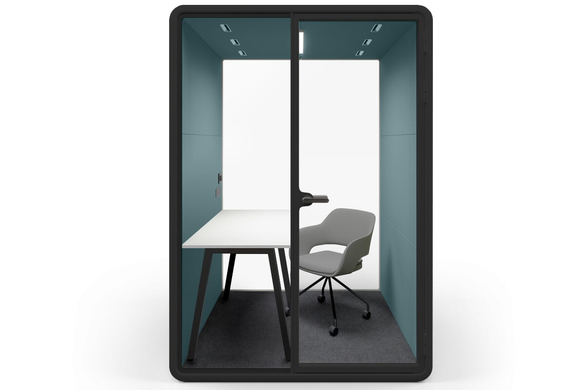 Nest Room Booth with Quadro A Table [Echo Panel With Fabric] Jasonl black blue fabric grey