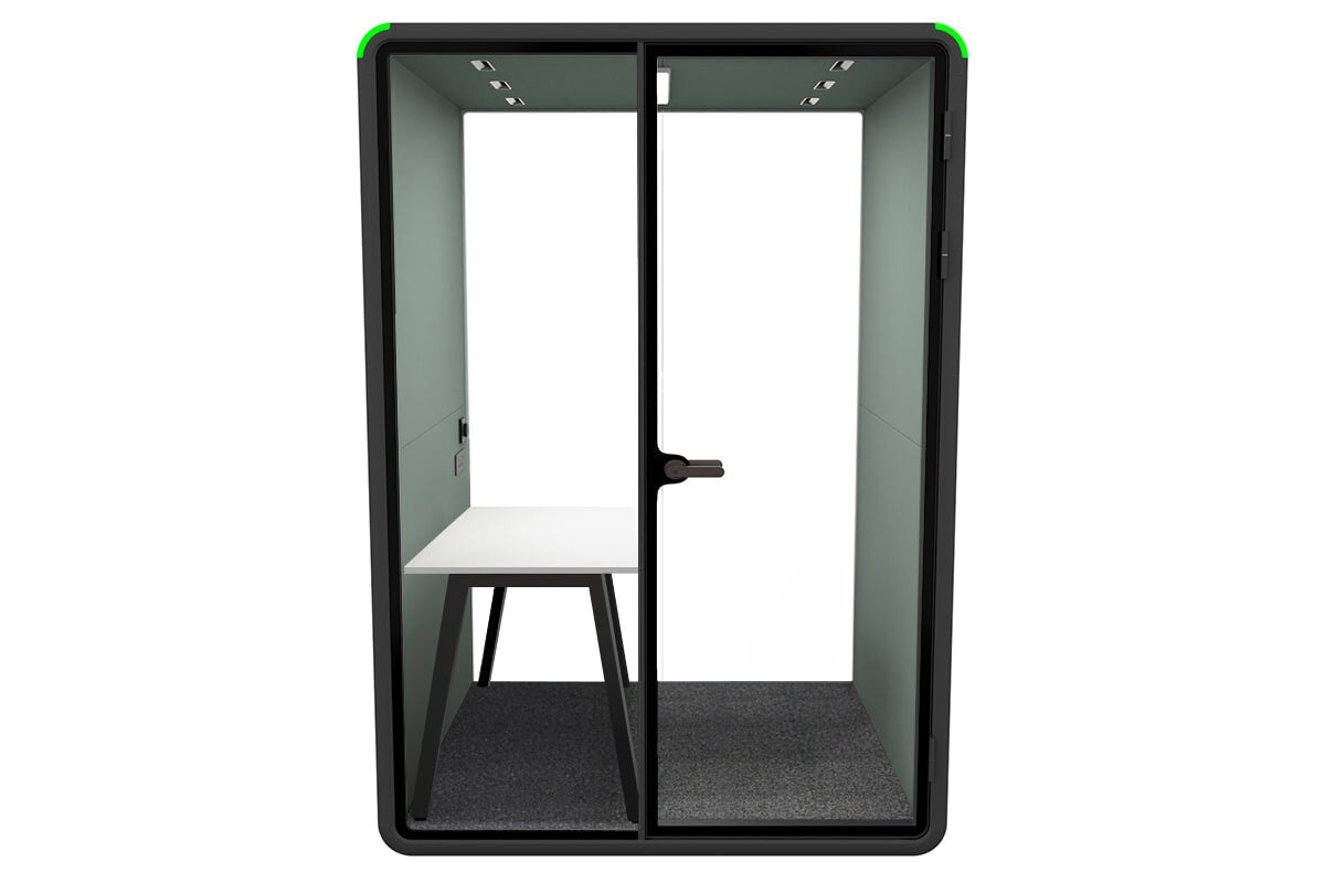 Nest Room Booth with Quadro A Table [Echo Panel With Fabric]-black green fabric none
