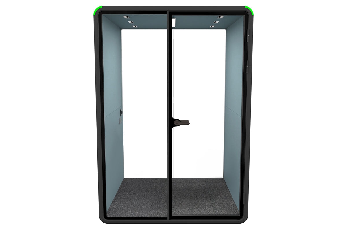 Nest Room Booth with Quadro A Table [Echo Panel With Fabric]-black blue fabric grey