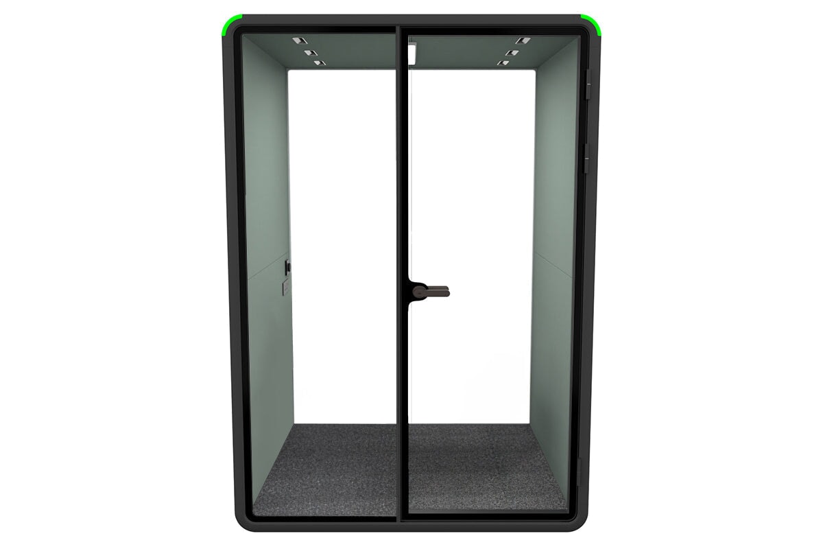 Nest Room Booth with Quadro A Table [Echo Panel With Fabric]-black blue fabric grey