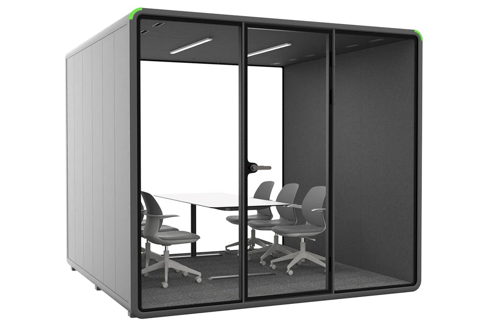 Nest XL Meeting Booth [Acoustic Panel]-black dark grey table