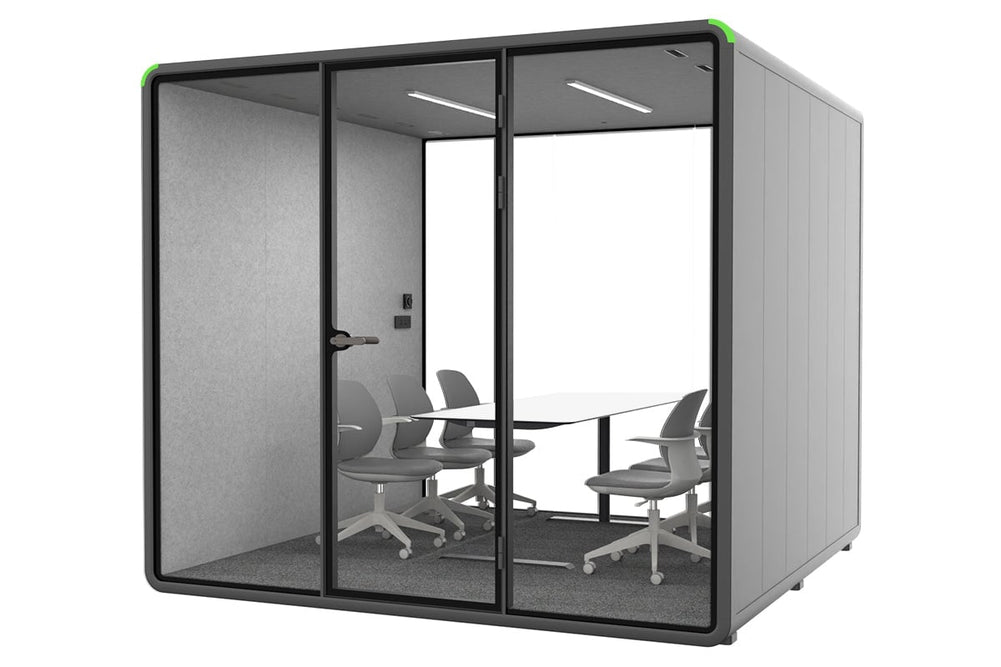 Nest XL Meeting Booth [Acoustic Panel]-black light grey table