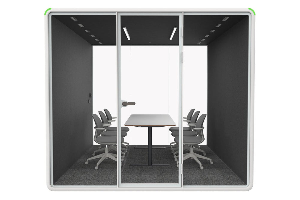Nest XL Meeting Booth [Acoustic Panel]-black dark grey table