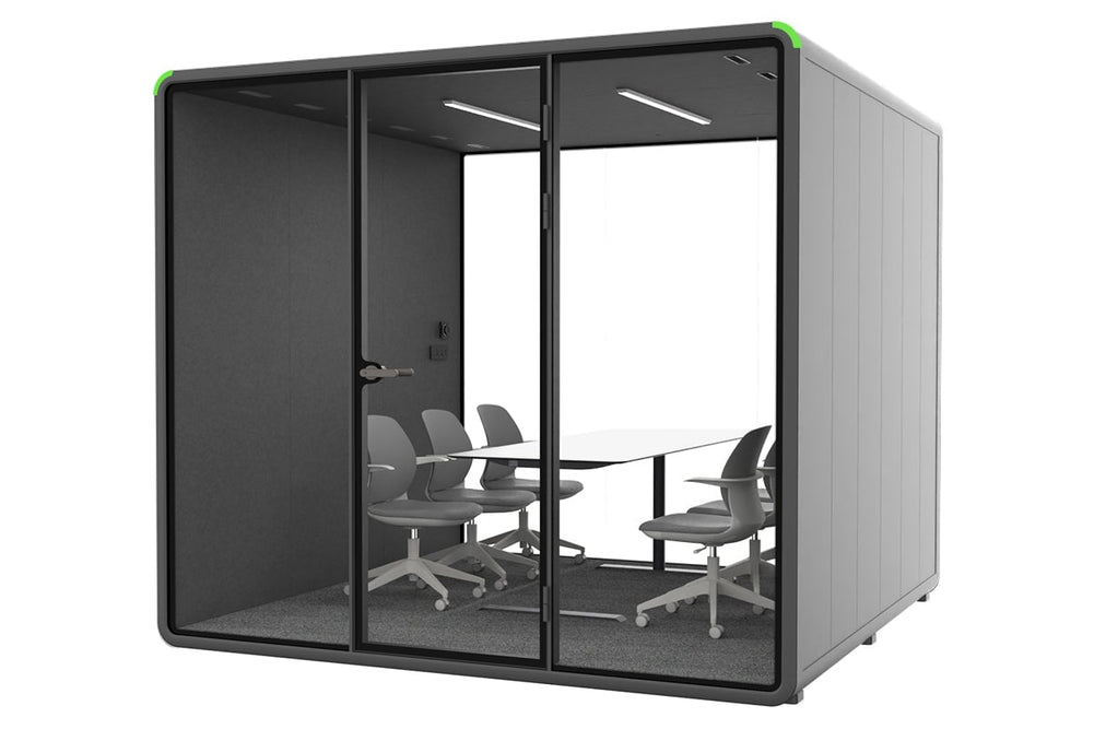Nest XL Meeting Booth [Acoustic Panel]-black dark grey table