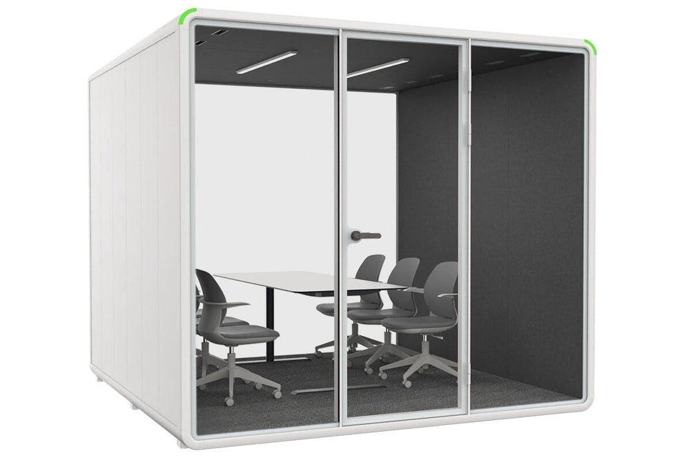 Nest XL Meeting Booth [Acoustic Panel]-black dark grey table
