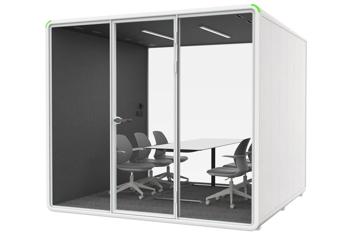 Nest XL Meeting Booth [Echo Panel] Jasonl white dark grey table