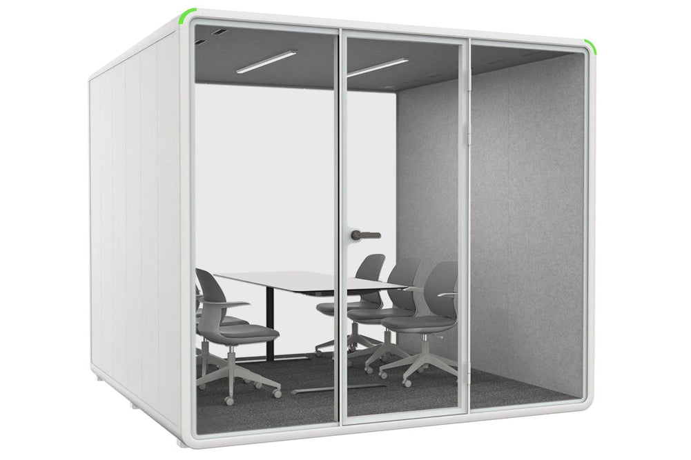 Nest XL Meeting Booth [Acoustic Panel]-black dark grey table