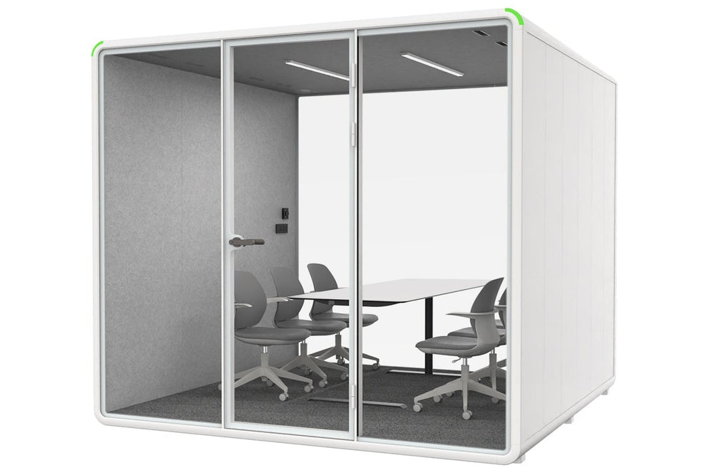 Nest XL Meeting Booth [Acoustic Panel]-white light grey table