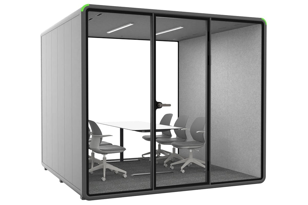 Nest XL Meeting Booth [Acoustic Panel]-black dark grey table