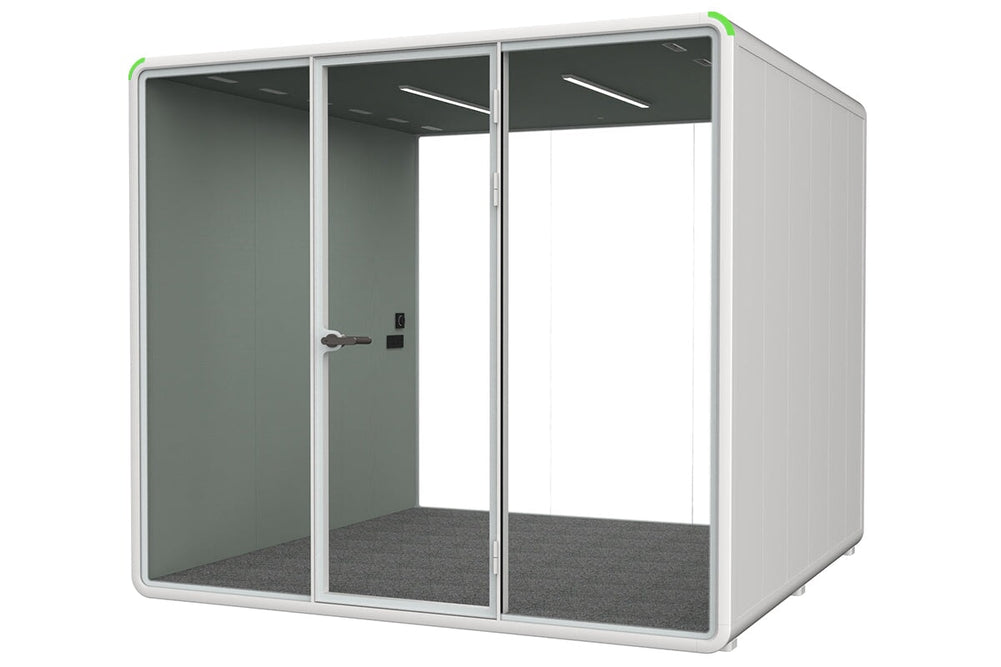 Nest XL Meeting Booth [Acoustic Panel with Fabric]-white green fabric none