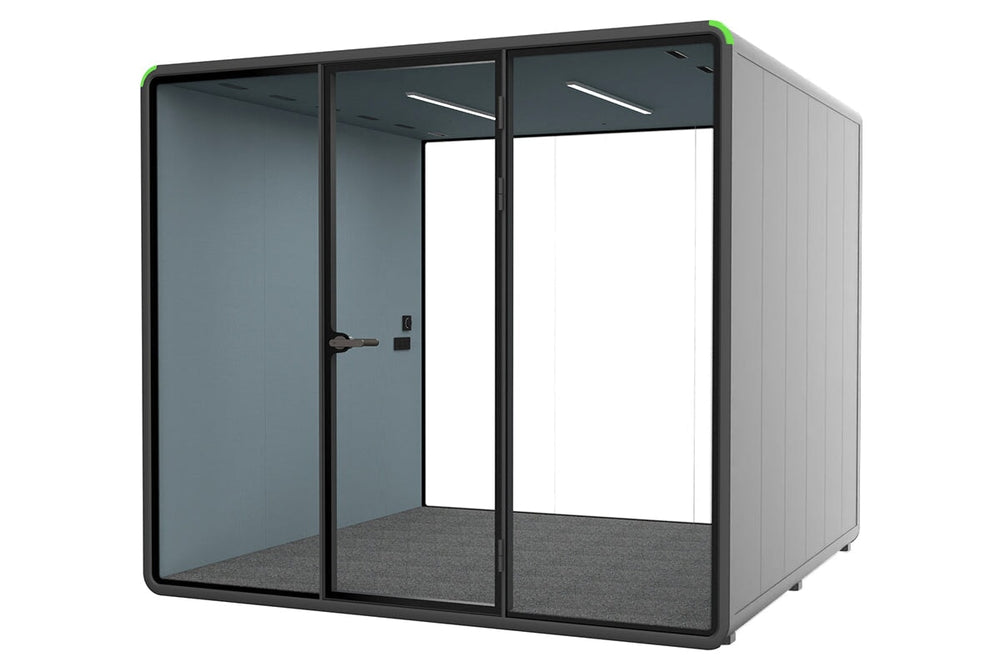 Nest XL Meeting Booth [Acoustic Panel with Fabric]-black blue fabric none