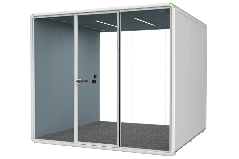 Nest XL Meeting Booth [Acoustic Panel with Fabric]-white blue fabric none