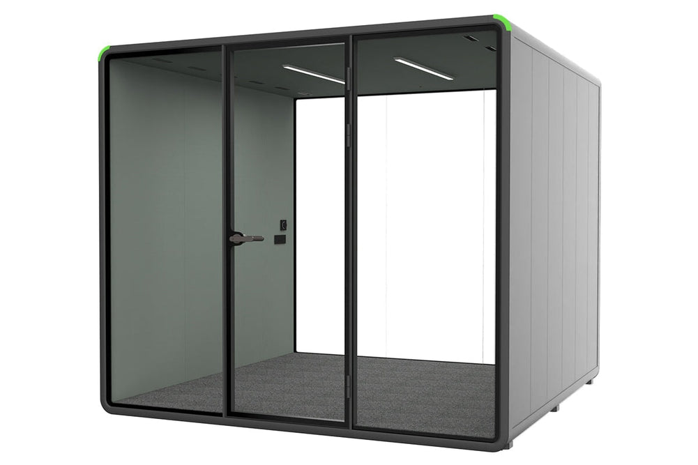 Nest XL Meeting Booth [Acoustic Panel with Fabric]-black green fabric none