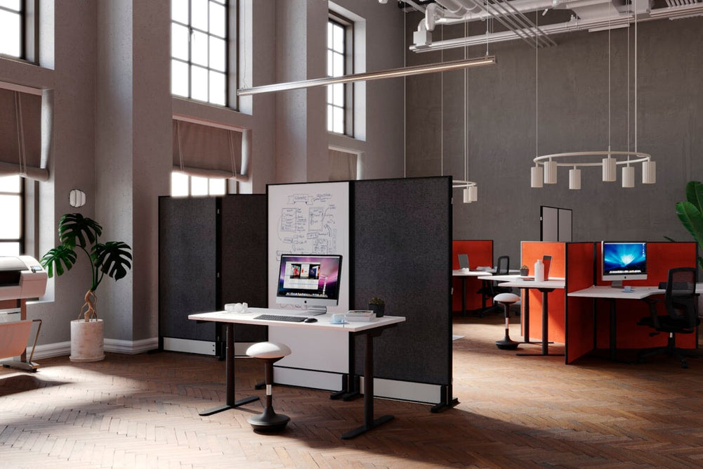 Productify Activity Based Partition Screen - Whiteboard/ Acoustic Felt Board [1800H x 2700W]-castors  