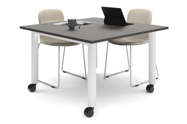 Quadro 80mm Cylinder Leg Mobile Meeting Table [1200L x 1200W] Jasonl white leg dark oak 