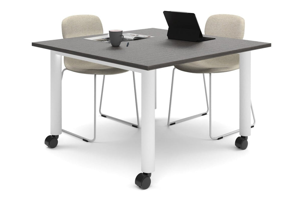 Quadro 80mm Cylinder Leg Mobile Meeting Table [1200L x 1200W]-white leg  