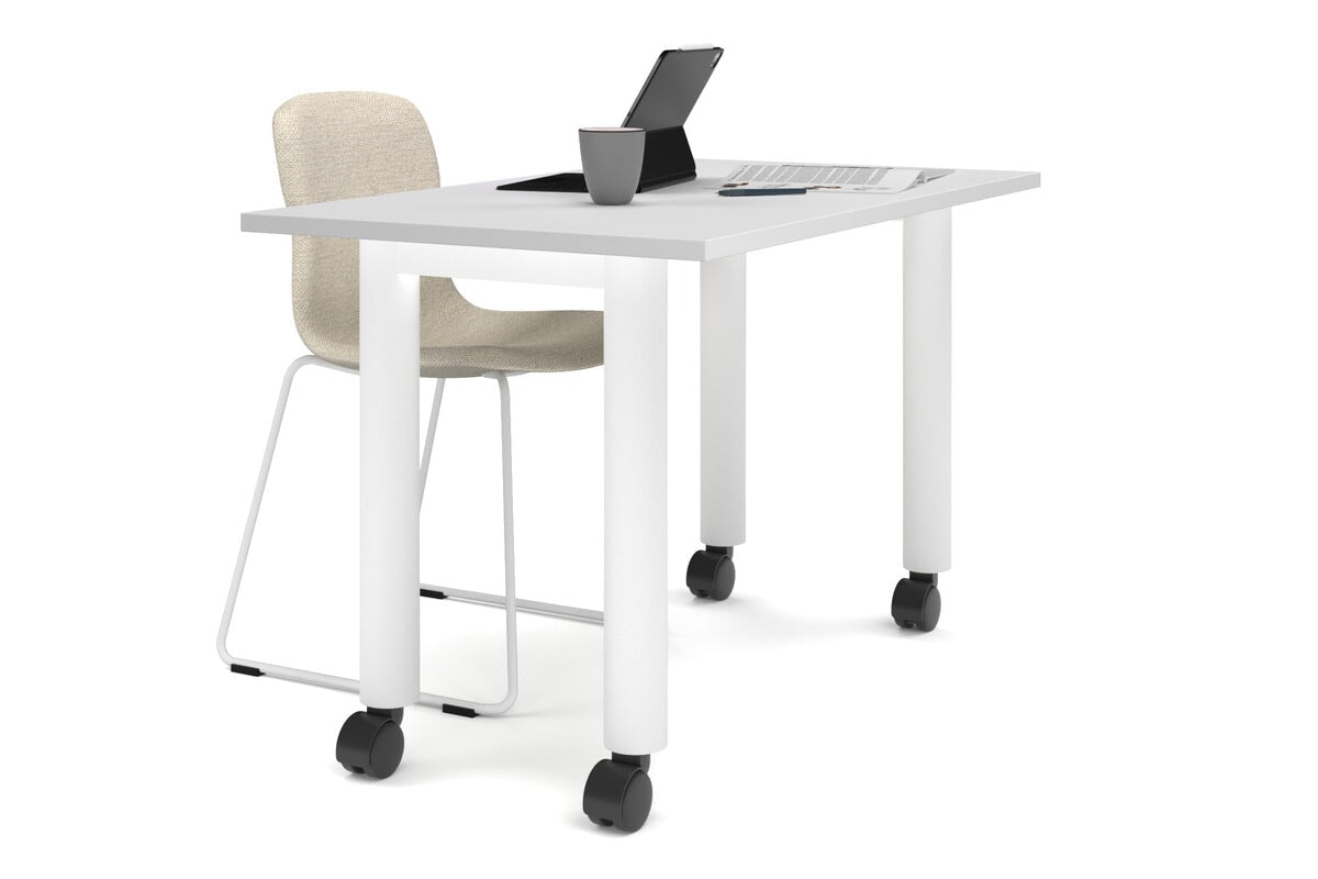 Quadro 80mm Cylinder Leg Mobile Table [1200L x 700W] Jasonl white leg white 