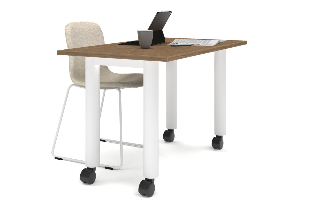 Quadro 80mm Cylinder Leg Mobile Table [1200L x 700W] Jasonl white leg salvage oak 