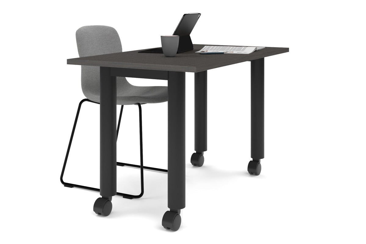 Quadro 80mm Cylinder Leg Mobile Table [1200L x 700W] Jasonl black leg dark oak 