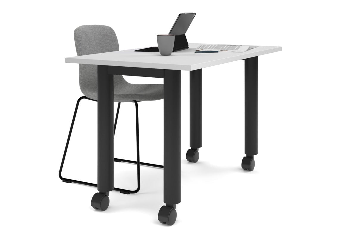 Quadro 80mm Cylinder Leg Mobile Table [1200L x 700W] Jasonl black leg white 