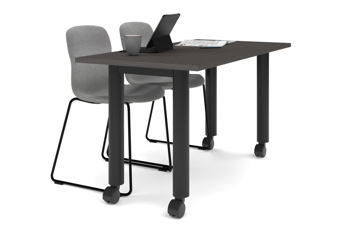 Quadro 80mm Cylinder Leg Mobile Table [1400L x 700W] Jasonl black leg dark oak 