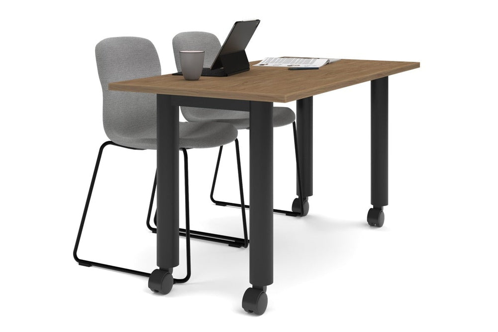 Quadro 80mm Cylinder Leg Mobile Table [1400L x 700W]-black leg salvage oak 