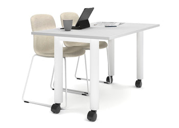 Quadro 80mm Cylinder Leg Mobile Table [1400L x 800W] Jasonl white leg white 