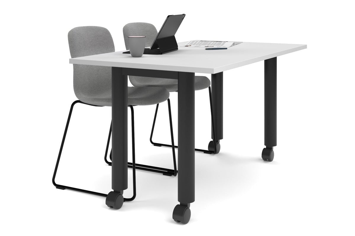 Quadro 80mm Cylinder Leg Mobile Table [1400L x 800W] Jasonl black leg white 