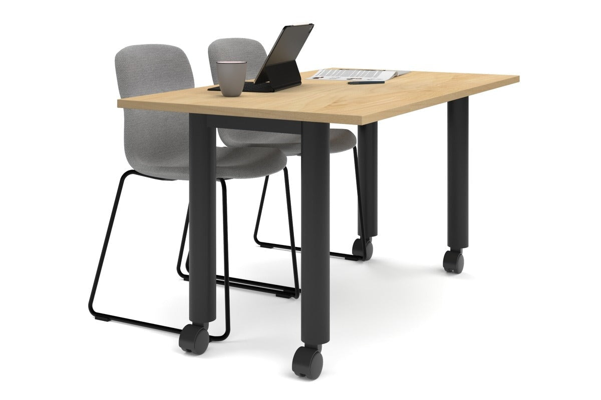 Quadro 80mm Cylinder Leg Mobile Table [1400L x 800W] Jasonl black leg maple 