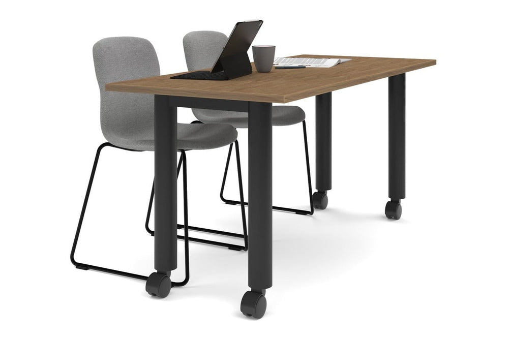 Quadro 80mm Cylinder Leg Mobile Table [1600L x 700W]-black leg salvage oak 