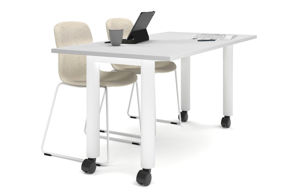 Quadro 80mm Cylinder Leg Mobile Table [1600L x 800W]-white leg white 