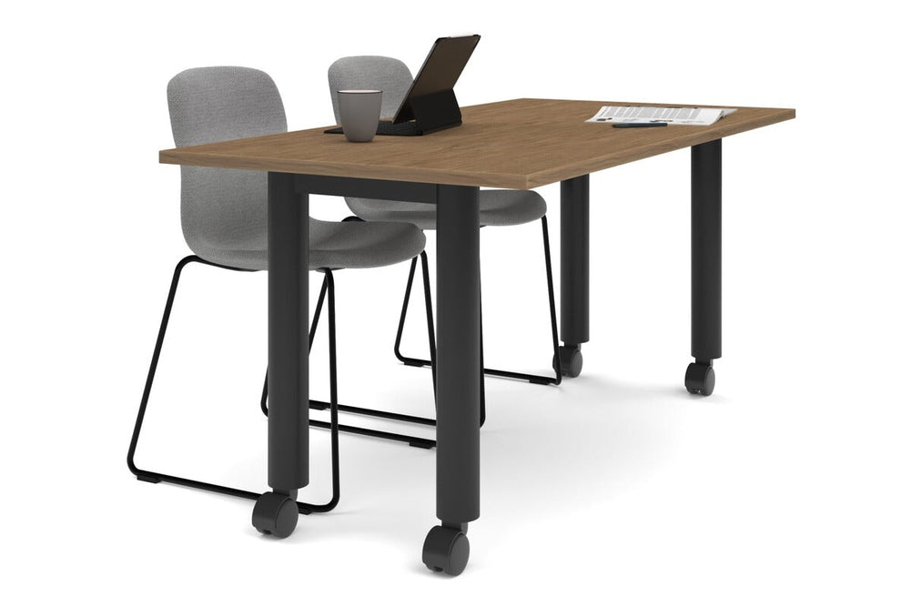 Quadro 80mm Cylinder Leg Mobile Table [1600L x 800W]-black leg salvage oak 