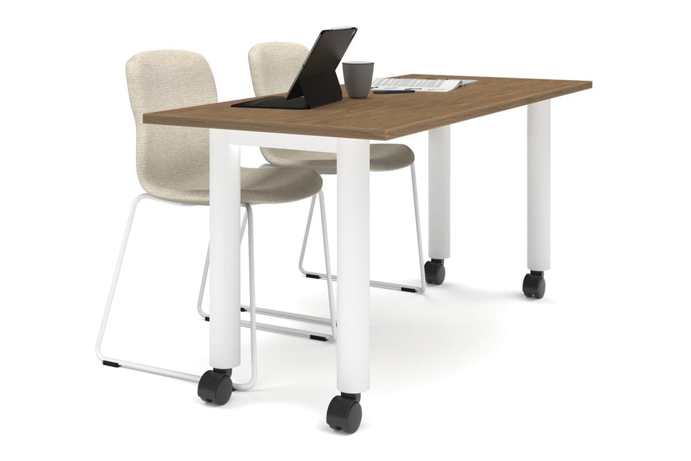 Quadro 80mm Cylinder Leg Mobile Table [1800L x 700W]-white leg salvage oak 