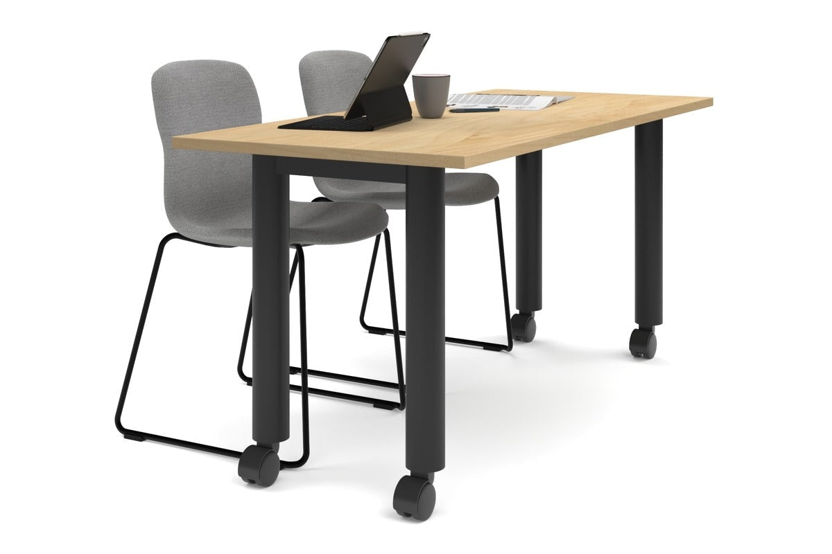 Quadro 80mm Cylinder Leg Mobile Table [1800L x 700W]-black leg maple 
