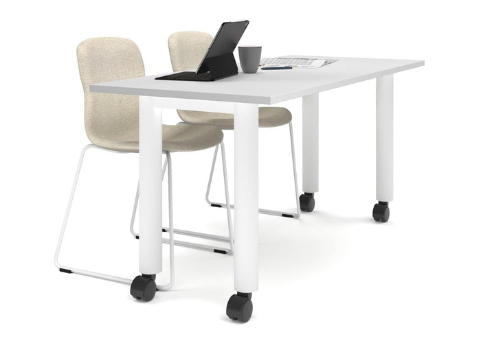 Quadro 80mm Cylinder Leg Mobile Table [1800L x 700W] Jasonl white leg white 