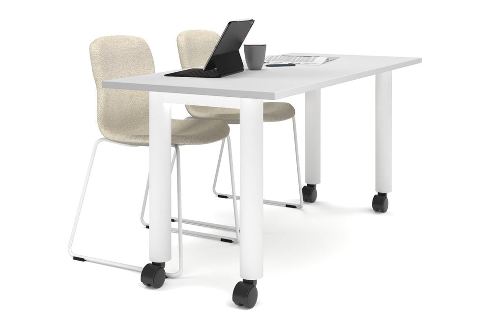 Quadro 80mm Cylinder Leg Mobile Table [1800L x 700W]-white leg white 