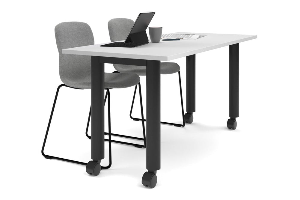 Quadro 80mm Cylinder Leg Mobile Table [1800L x 700W]-black leg white 