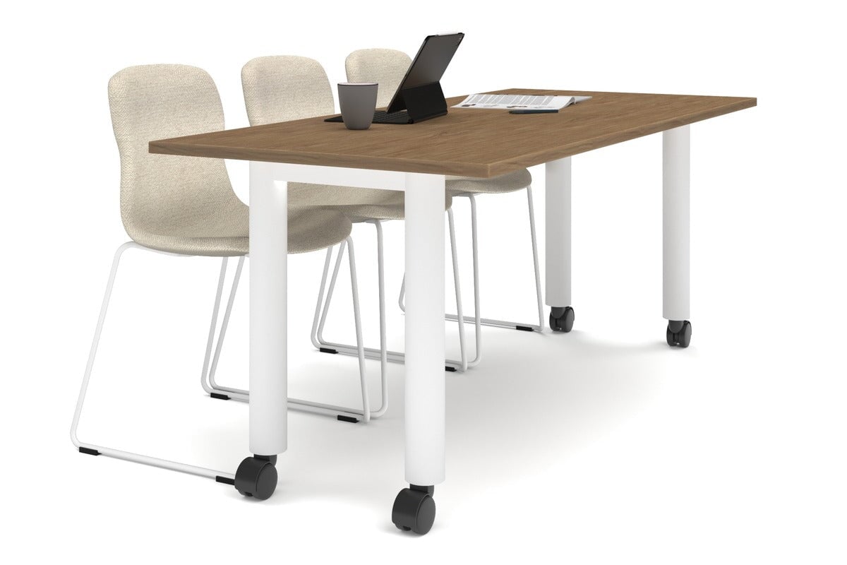 Quadro 80mm Cylinder Leg Mobile Table [1800L x 800W] Jasonl white leg salvage oak 